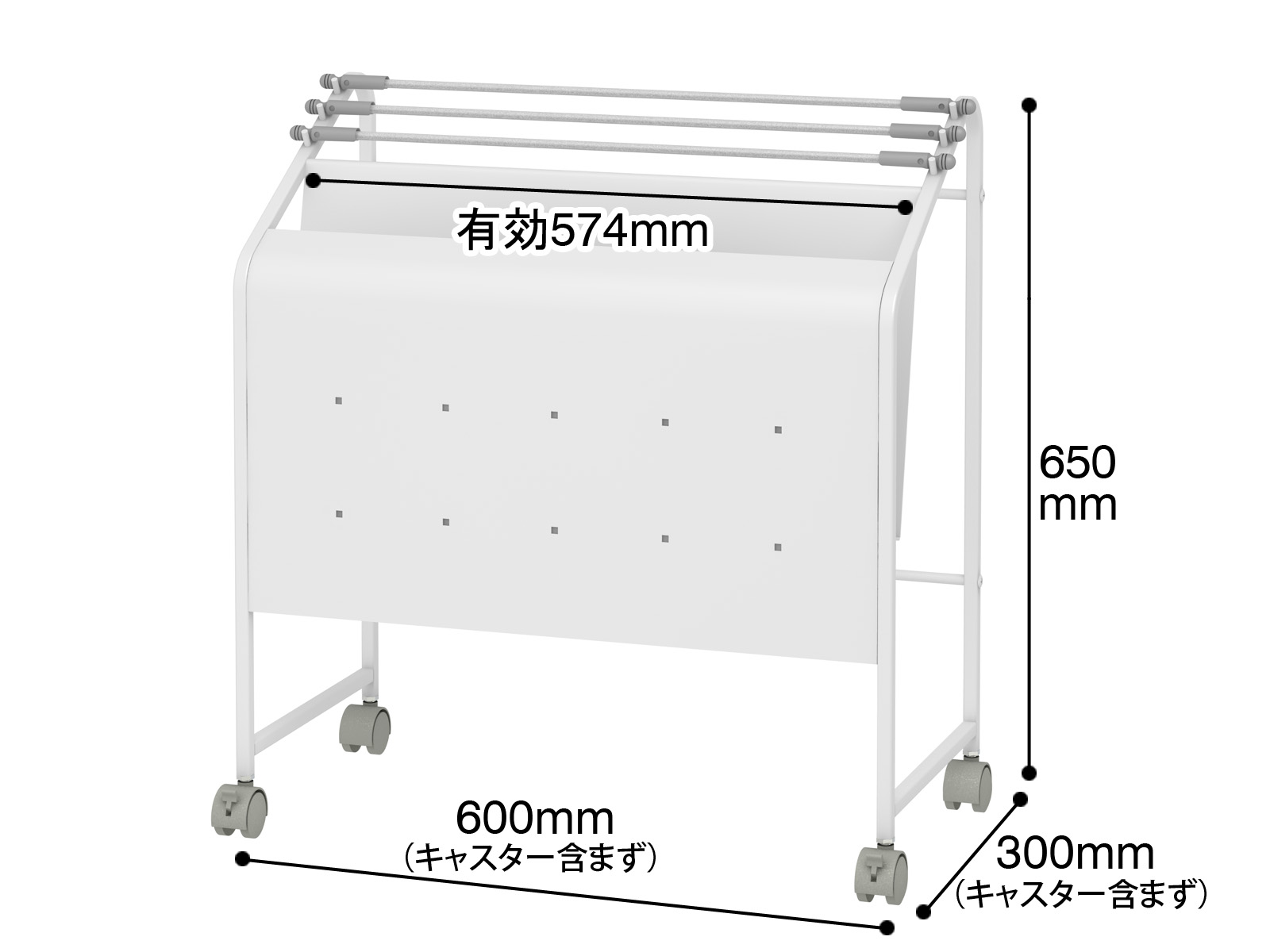 新聞掛け付マガジンラック キャスター付 (NA13-PMR)
