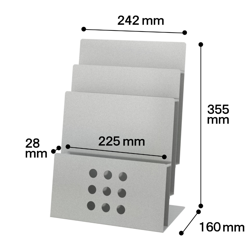 卓上 机上 パンフレットスタンド A4 シルバー  3段 PSR-3 サイズ