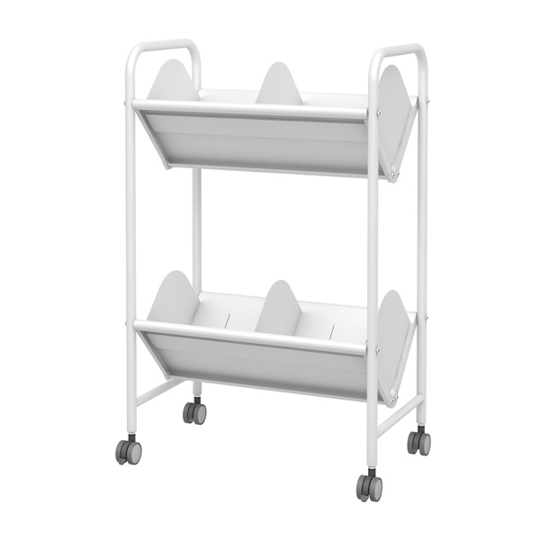 ブックラックワゴン 仕切り6枚 50mmキャスター 2段 (BR-2S)