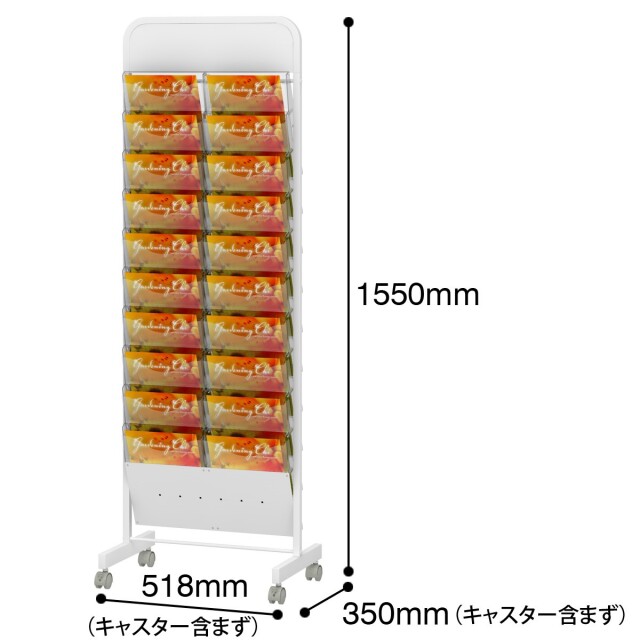 看板付】パンフレットスタンド 省スペース ケース前傾タイプ 2列 10段